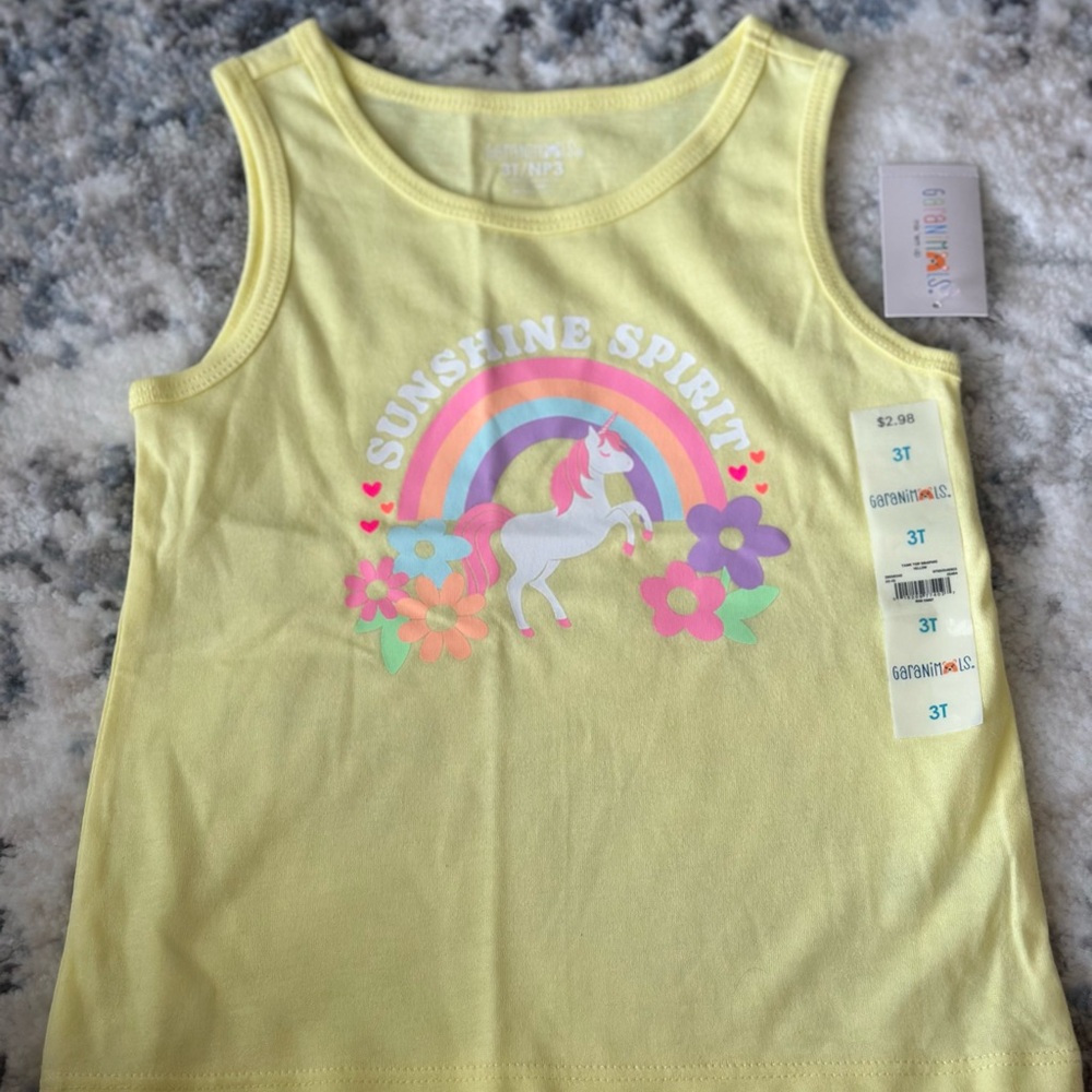 Yellow Unicorn Rainbow Tank Top - Brand New